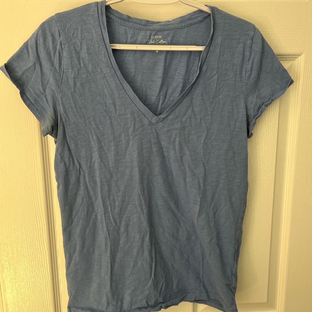 J. Crew Soft Blue V-Neck Tee